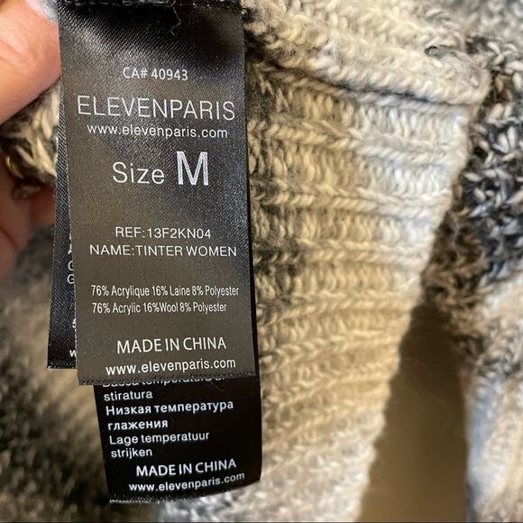 Eleven Paris Distressed Destroyed Tinter Sweater Gray Striped Size Medium - Picture 4 of 5